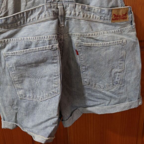 Levi’s Hickory Stripe Shortalls Overalls Crisscross Straps Juniors 13 NWT - Picture 11 of 16